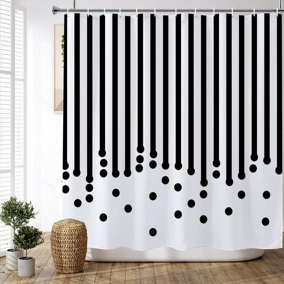 Black and White Shower Curtain Modern Striped Shower Curtains for Bathroom Minimalist Rustic Farmhouse Waterproof Fabric Bathroom Shower Curtain 72x72 Inches