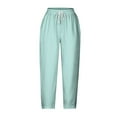 thumbnail image 3 of Mgmyaa Women's Capri Pants Summer Wide Leg High Waisted Pants Drawstring Casual Trousers with Pockets, 3 of 5