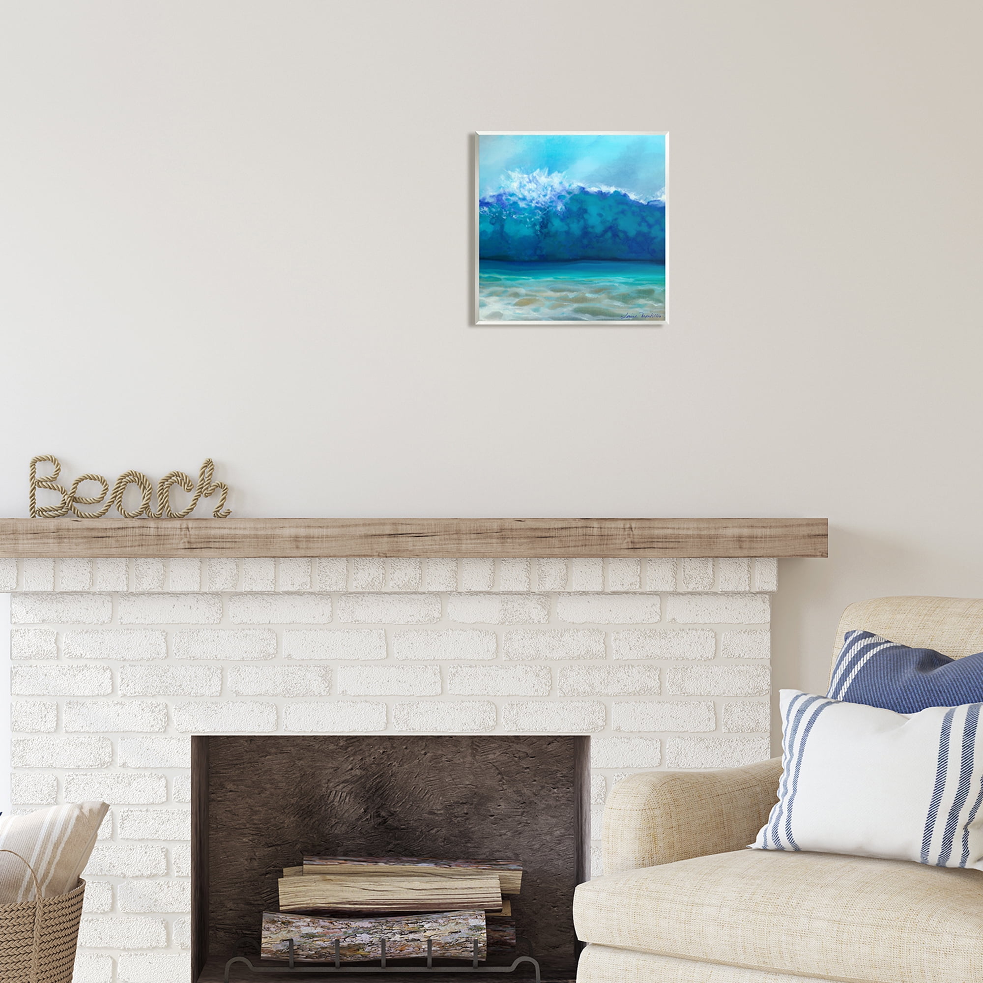 Stupell Industries Vivid Blue Tsunami Wave Splash Coastal Painting Unframed Art Print Wall Art