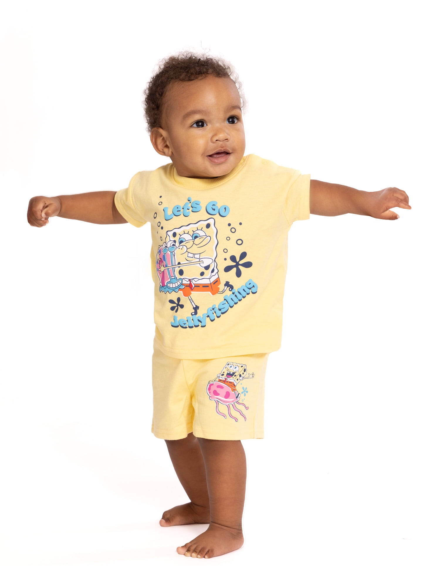 SpongeBob SquarePants Baby Boys Short Sleeve Graphic Tee and Shorts Set, 2-Piece, Sizes 0/3M-24M