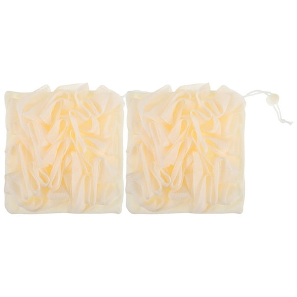 BRIGHTFUFU 2 bolas de baño exfoliantes prácticas con bolsillo para jabón, depurador corporal de doble cara para mujer, paño de baño portátil de viaje.