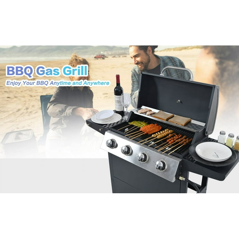Syngar 4-Burner BBQ Propane Gas Grill with Thermometer