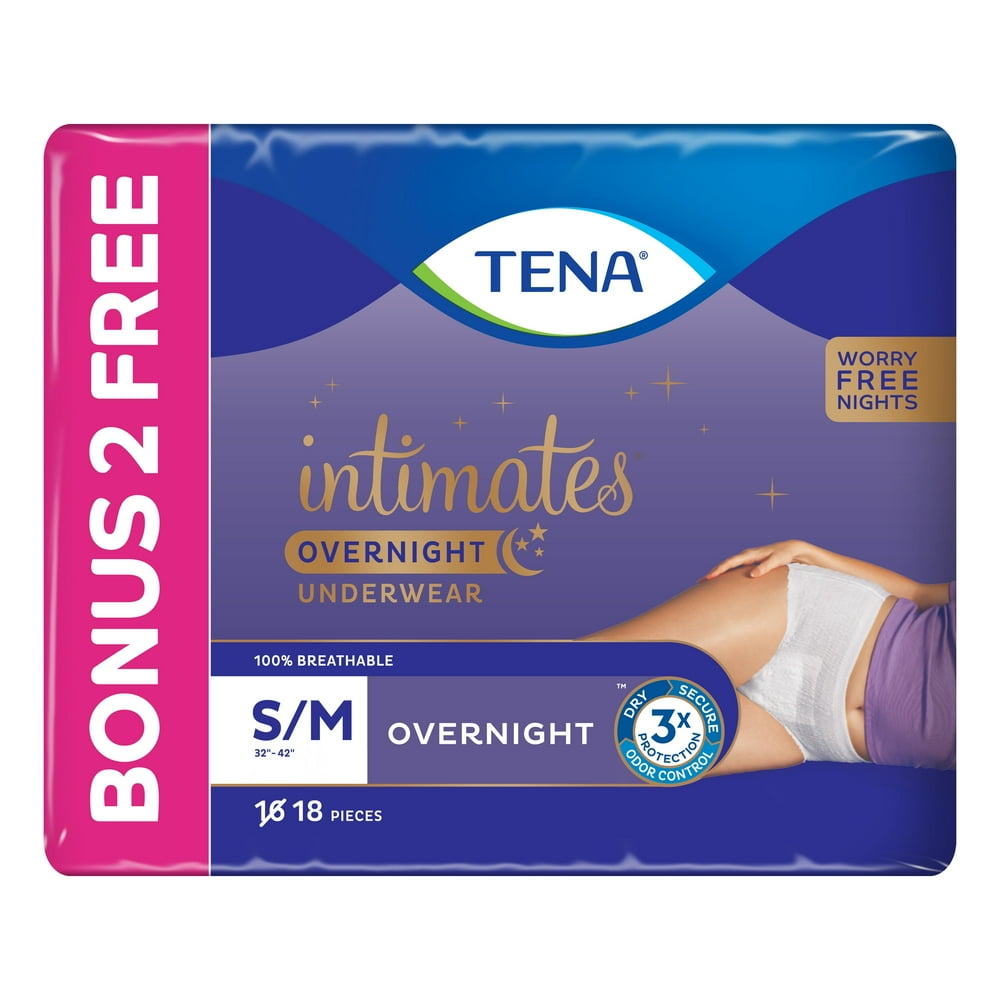 Tena Intimates Overnight Underwear Small/Medium 16+2 Bonus Pack, 18 ct