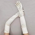 thumbnail image 4 of Nvzi Guantes de satén de estilo ópera, de talla clásica para adultos, de 21,7" (blancos), 4 of 5