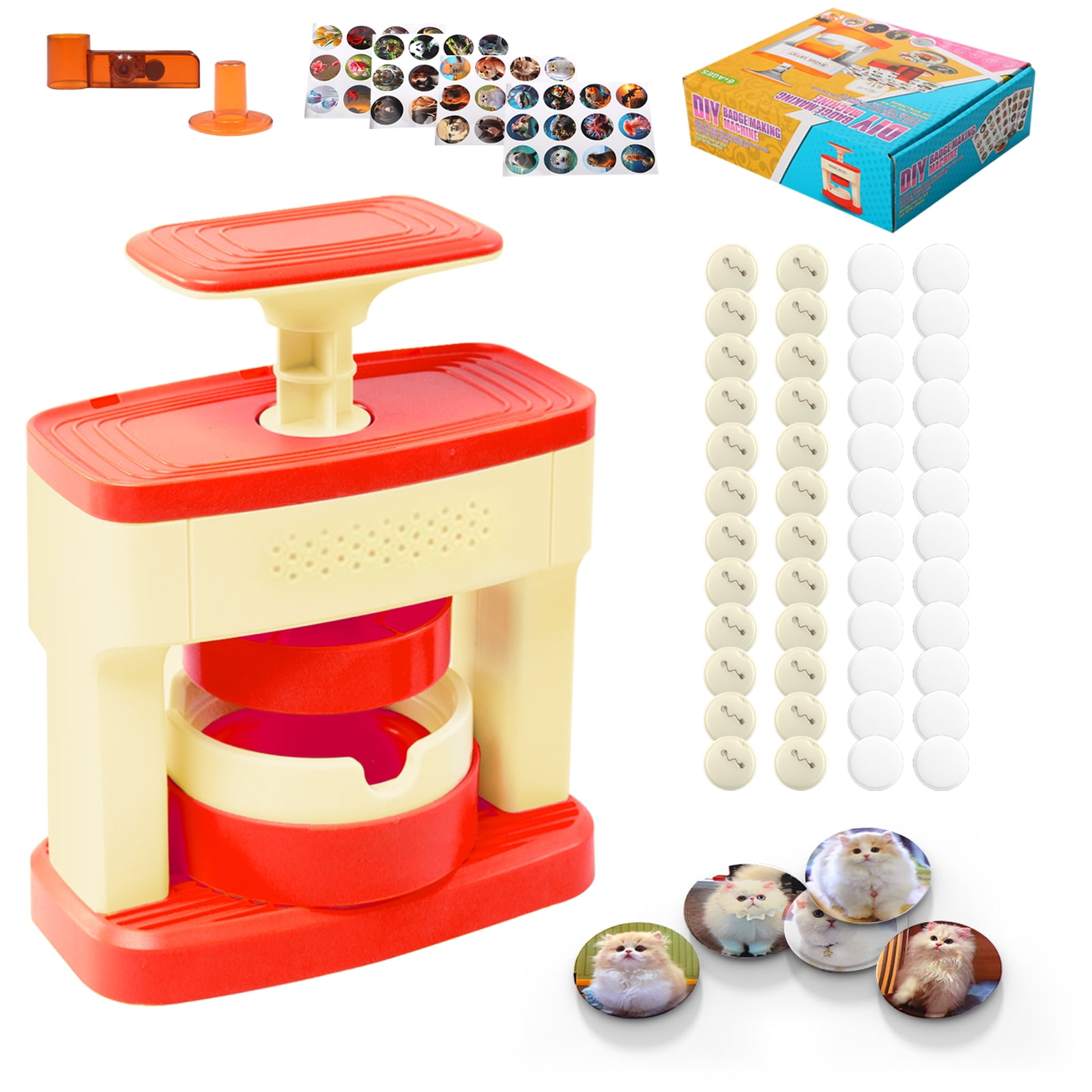 Dongyi 55mm Button Maker Machine with 48 Pcs Supplies-DIY Badge Maker Kit for Kids Crafts,Includes Circle Cutter & Button Parts,Perfect for School Projects & Party Favors