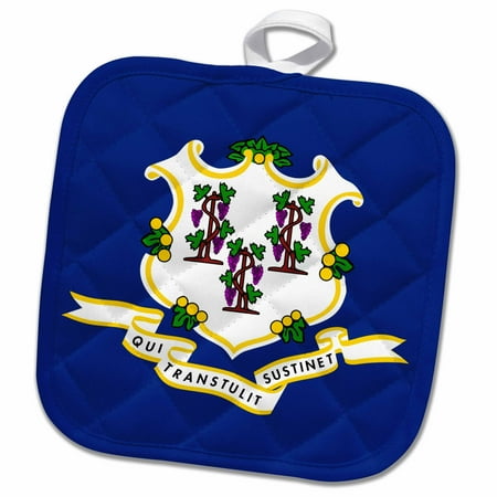 8 Inch Grapevine - 3dRose Flag of Connecticut - US American state - United States of America USA - blue grapevine shield - Pot Holder, 8 by 8-inch