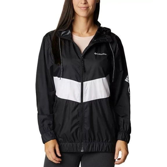 Columbia Sandy Sail Windbreaker Jacket Black White Size L MSRP $80