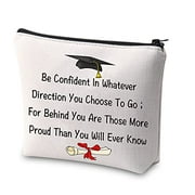 XYANFA Graduation Makeup Bag Grad Cap Graduation Gifts Be Confident in Whatever Direction You Choose to Go Cosmetic Bag for Class of 2021 Graduates (Beige)