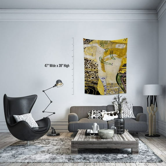 3S Brother's World Classic Art Masterpiece Tapestry Series - Gustav Klimt - Water Serpents Classical Art Tapestry Antique Vintage Collection Home Décor - Made in Turkey (60"Wx78"L)