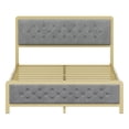 thumbnail image 4 of Full/Queen Size Bed Frame, Metal Platform Bed with Modern Velvet Button Tufted Headboard and Footboard, Strong Metal Slats Support, Modern Metal Platform Bed, No Box Spring Needed, Easy Assembly, 4 of 9