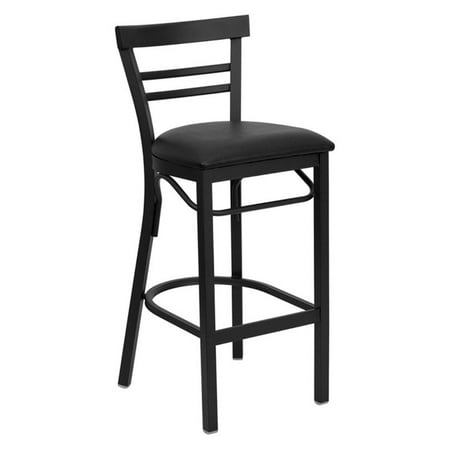 Metal Ladder Back Bar Stool 31", Black