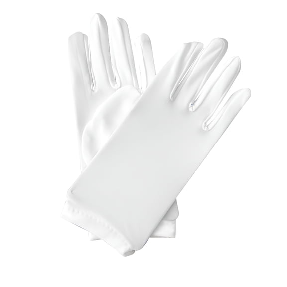 TELOLY Women Fashion Solid Color Short Stretch Ceremonial Dance Gloves,Female White Gloves One Size
