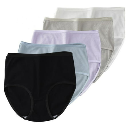 

Women s Solid Color Mid-Rise Briefs Soft Breathable Skin-Friendly Underpants Hip-Lifting Full Coverage Panties(5-Packs)