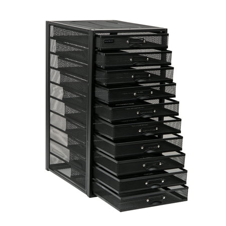 Mind Reader - 10 Compartments Mesh Desk Organizer - Black