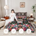 thumbnail image 3 of Homewish Gothic Sugar Skull Twin Comforter Sets,Watercolor Flowers Bedding Set,Pink Green,Black Reversible,2-Piece,1 Comforter and 1 Pillowcase, 3 of 7