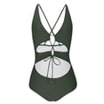 thumbnail image 6 of Xdegoge Cut out One Piece Swimsuit Women Halter Plunge V Neck Lace Up Tie Front High Cut Monokini Bathing Suits Summer Vacation Pool Party Beachwear, 6 of 8