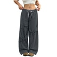 thumbnail image 3 of Pants for Women Wide Leg Sweatpants Solid Color Loose Elastic Waist Drawstring Bow Tied Strap Sweatpants Fall Sweatpants with Pockets Casual Lounge Travel Pants, 3 of 9