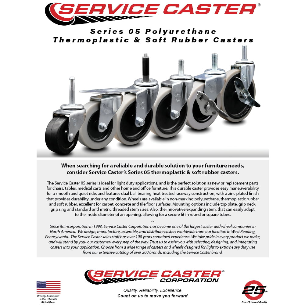 5 Casters for Rubbermaid 4400, 4500 Series - Heavy Duty