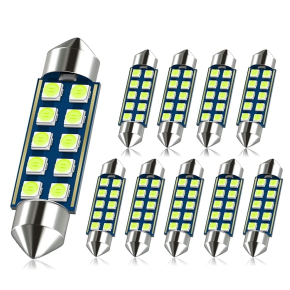 DODOFUN 41MM 42MM Festoon 211-2 569 578 6411 Ice Blue Color Extra Bright LED Bulbs for Car Interior Lights License Plate Map Dome Trunk Door Courtesy Light 10-SMD Chipset Canbus Error Free