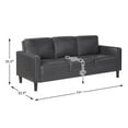 thumbnail image 7 of Maklaine Modern / Contemporary Faux Leather Upholstered Sofa in Dark Gray, 7 of 7