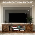 thumbnail image 5 of HOMRELEXA Farmhouse TV Stand for TVs Up to 80", Home Entertainment Center with LED Light, Open Storage Cabinet & Adjustable Shelves, Brown, 5 of 9