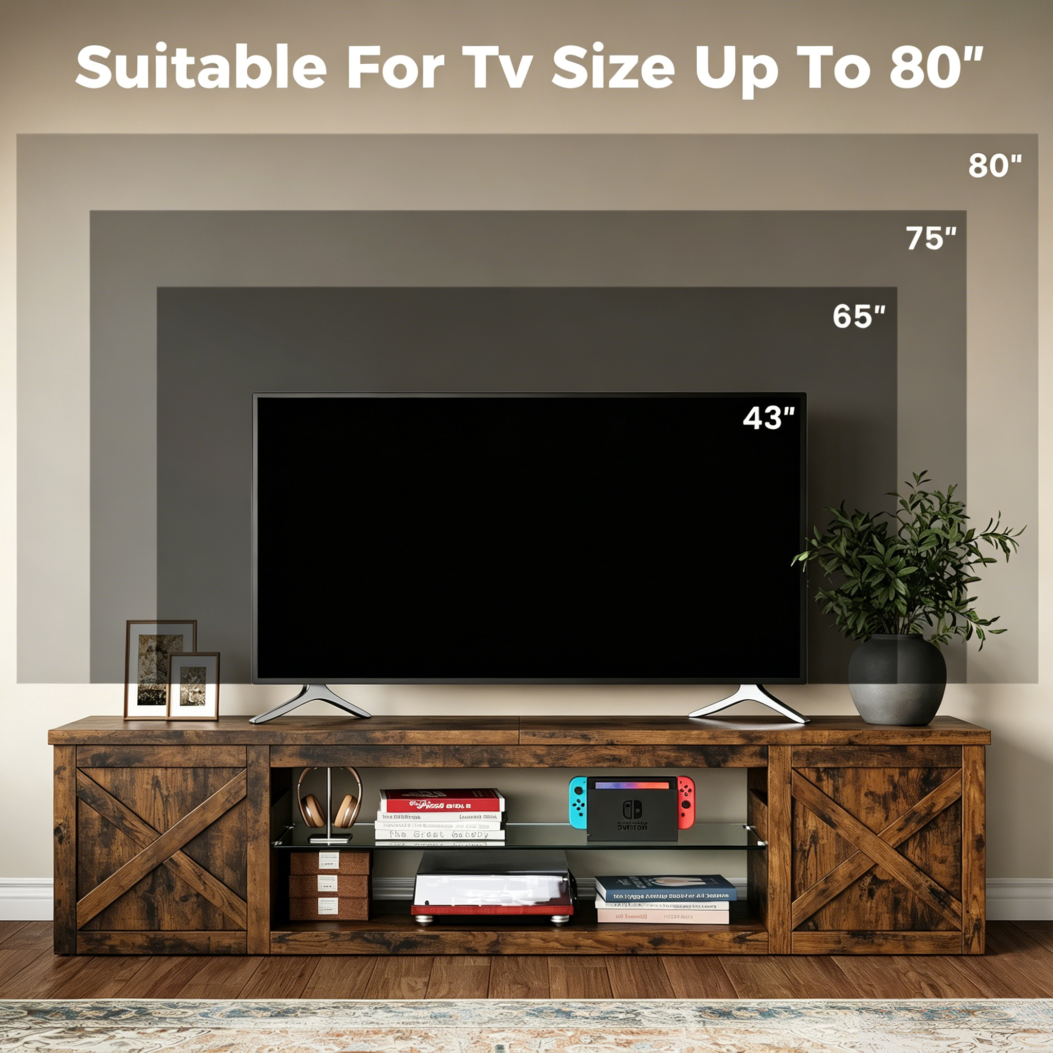 Homrelexa Farmhouse TV Stand for TVs up to 80 Inches photo 5