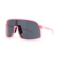 thumbnail image 4 of Classic Mens Oversized Shield Wrap Around MTB Sport Plastic Sunglasses Pink - Black, 4 of 8