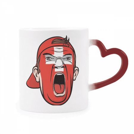 

Switzerland Flag Makeup Screang Cap Heat Sensitive Mug Red Color Changing Stoneware Cup