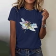 thumbnail image 1 of Hauts d'Été pour Femmes, Blouses Décontractées Élégantes 2024, T-Shirts Mode Décontractée Imprimé Col Rond Manches Courtes T-Shirt Bleu, 1 of 5