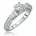 thumbnail image 2 of Sparkle Jewels Round Cut CZ Wedding Ring Band Trio Set 14k White Gold Finish, 2 of 6