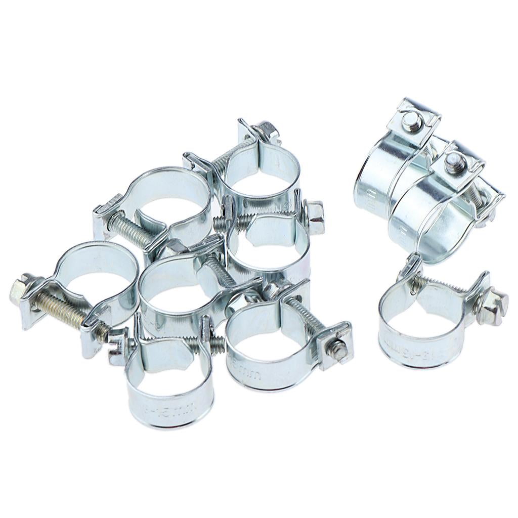 10PCS Stainless Steel Hose Clip Adjustable Air Water Fuel Line Pipe Clamp 6-20mm 