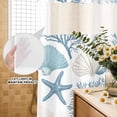 thumbnail image 3 of No Hook Shower Curtain, Blue Coastal Shower Curtains for Bathroom with See Through Top Window, Nautical Coral Beach Starfish Waterproof & Washable Bath Curtain Extra Long 72"x96", 3 of 9