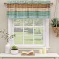 thumbnail image 2 of Farmhouse Teal Blue Brown Curtain Valances for Windows, Kitchen Valance Window Treatments Panel 2 Pack, Vintage Wooden Striped Rod Pocket Short Curtains for Bathroom Bedroom 54 x 18 Inch, 2 of 8