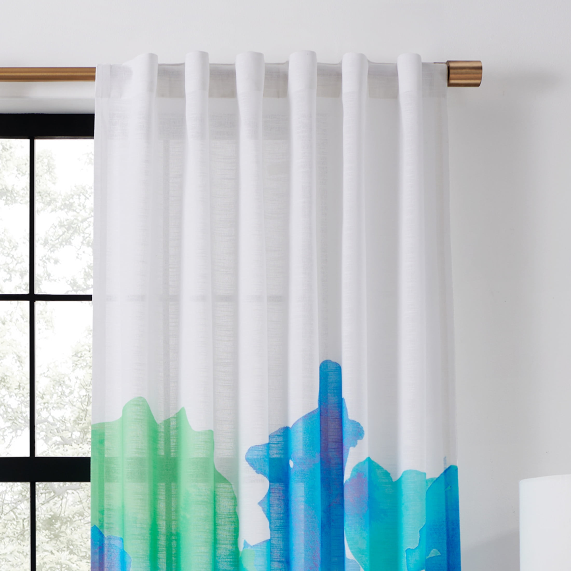 Rochelle Porter Caribbean Sea Single Panel Curtain Poletop Rod Pocket, Cotton, Blue, Light Filtering, Adult, 50" W x 84" L