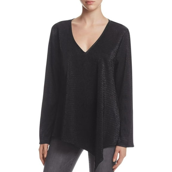 Status by Chenault Womens Metallic Textured Pullover Top