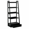 thumbnail image 3 of Stryi 5-Shelf and 1-Drawer Solid Wood Ladder Bookcase, Black, 3 of 7