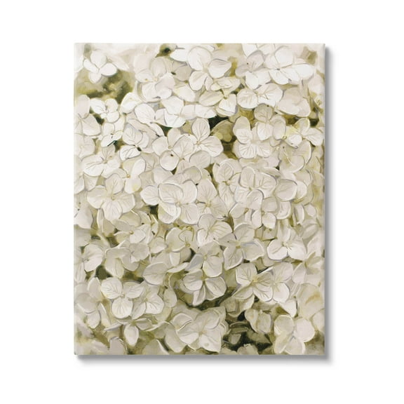 White Delicate Hydrangea Petals Botanical & Floral Graphic Art Gallery Wrapped Canvas Print Wall Art