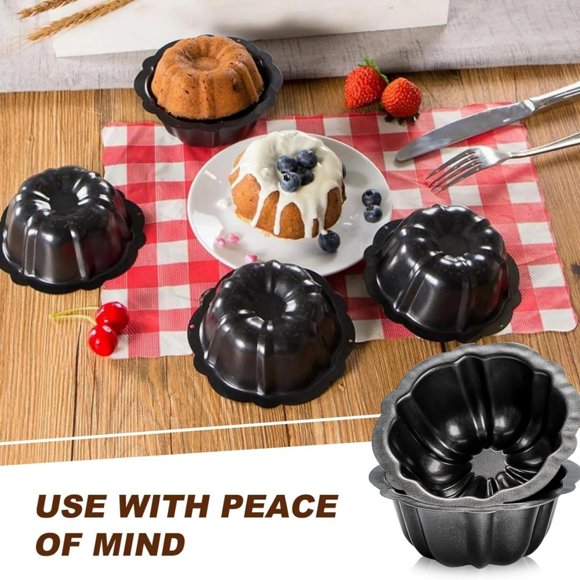 4 Inch Bakeable Plastic Mini Flan Molds Pan - Baking Pan With Non-Stick Silicone - Reusable Non-Stick baking Mini Flan Molds For Baking and Much More X2