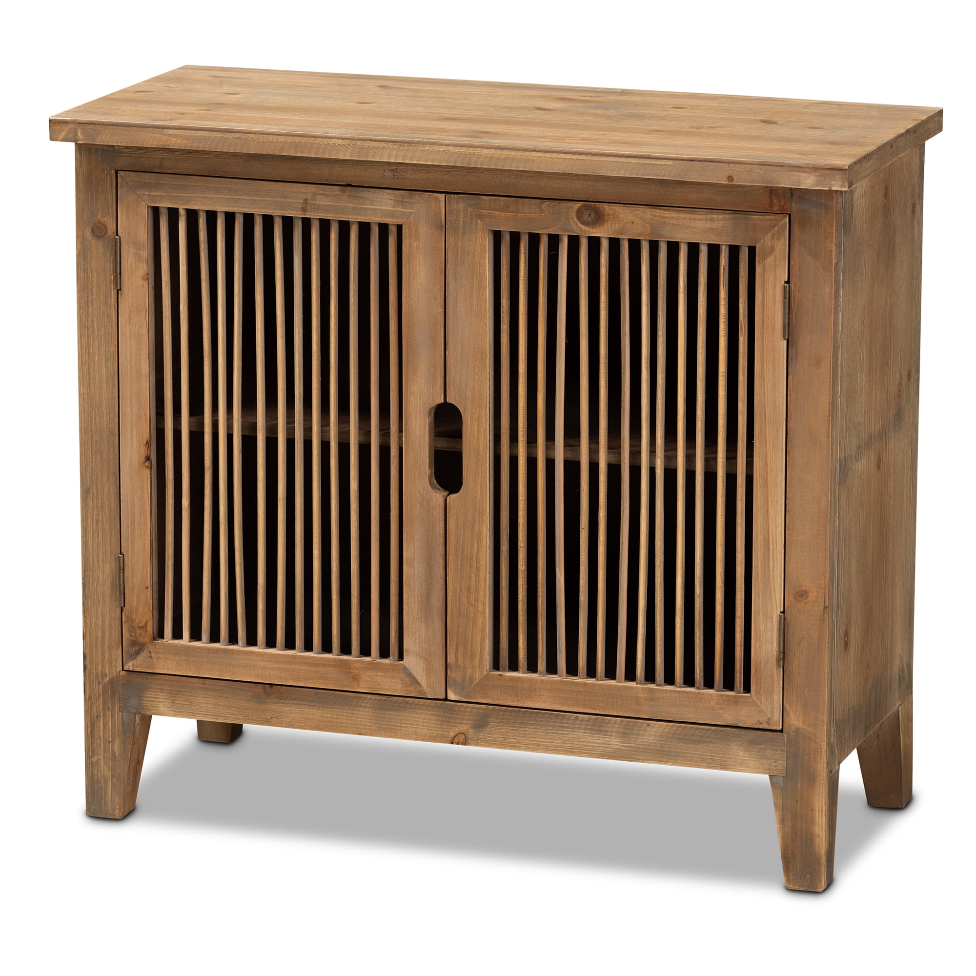Baxton Studio Clement Rustic Medium Oak Accent Cabinet, 2677" H x 2992" W x 1339" D