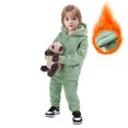 thumbnail image 2 of XIMIN Toddler Fleece Sweatsuits Outfits 2PC Thicken Hooded Zipper Jacket Long Sleeve Sweatshirt and Jogging Pants Sweatpants Pocket Thermal Clothes Sets, 2 of 9