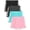 Black, Gray, Pink, Turquoise, variant on Resinta Girls 4-Pack Athletic Shorts Quick Dry Dolphin Hem Active Shorts for Kids, Sizes 4T-12 Years