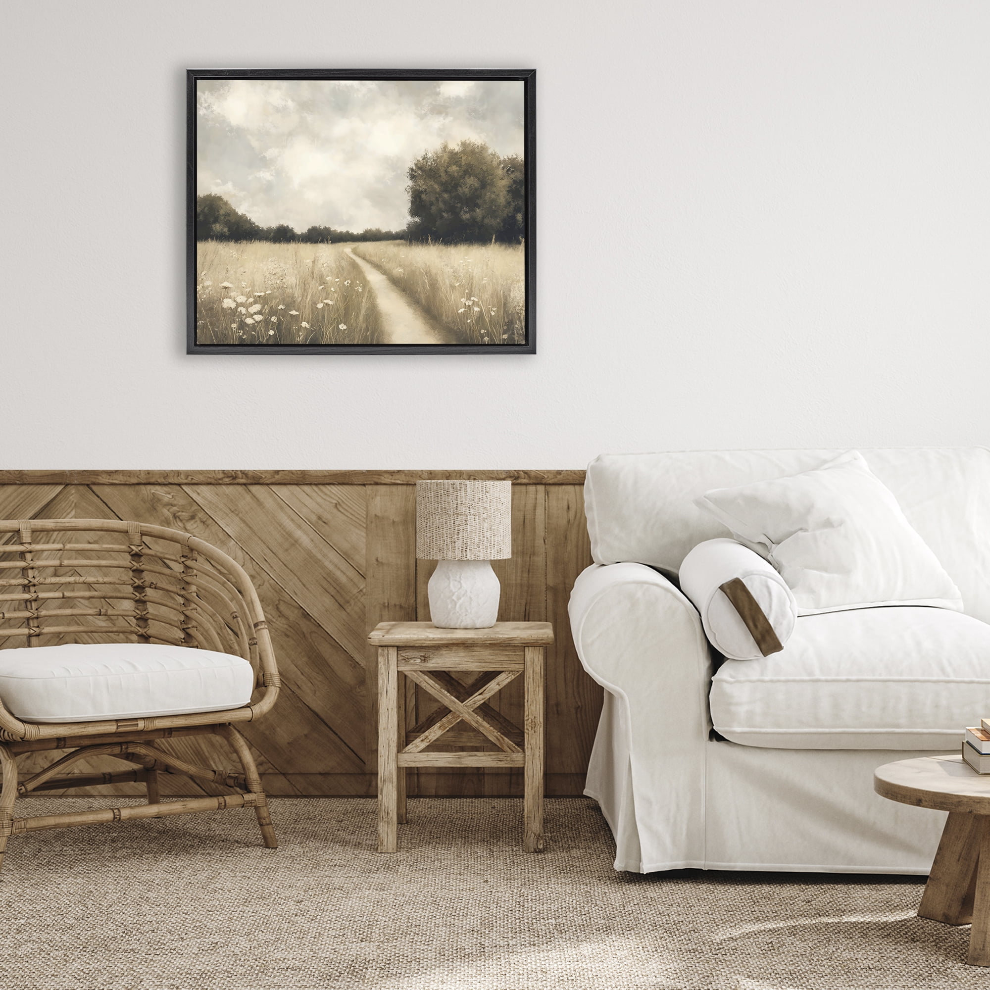 Stupell Industries Journey Through Wildflowers in Meadow Black Framed Floater Canvas Wall Art, design by Creative Studio