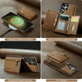thumbnail image 4 of Dteck 2 in 1 Magnetic Detachable Wallet Card Case for Samsung Galaxy S21 Ultra, Shockproof Zipper Wallet with Card Holder RFID Blocking PU Leather Pocket Flip Kickstand Slim Phone Case,Brown, 4 of 8