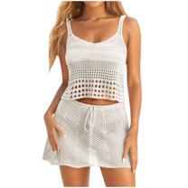 Timegard 2 Piece Sets for Women Summer Ribbed Scoop Neck Tank Top Skirts Loose Comfy Outfits Beach