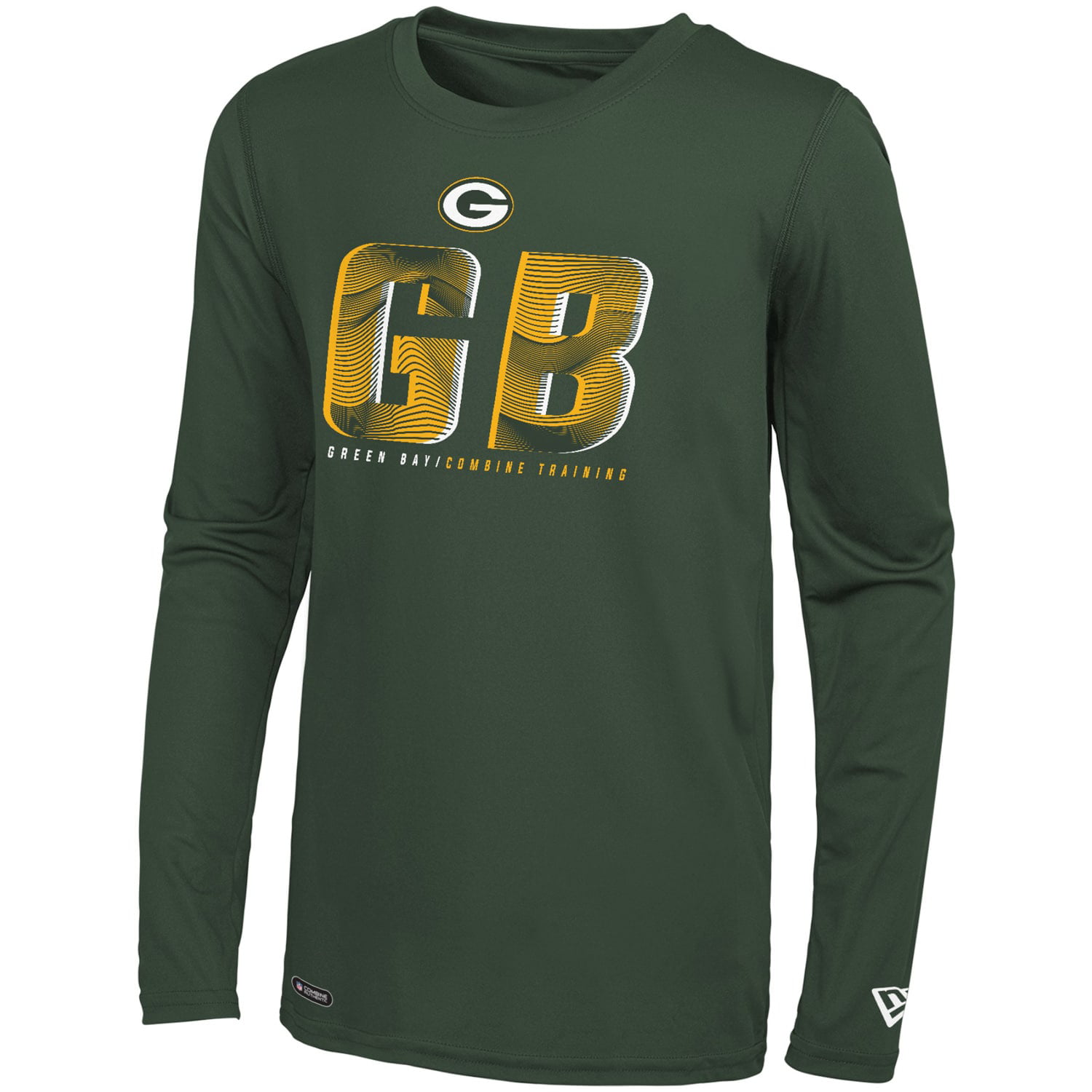 Men's New Era Raglan Green Bay Packers Crew Neck Cotton T-Shirt in Grey