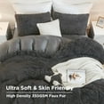 thumbnail image 6 of Dark Grey Comforter Set King Size, 3 Pieces Faux Fur Gray Fluffy Fuzzy Plush Bedding Comforter Set, Soft Puffy Comfy Down Alternative Comforter Bed Set, 6 of 16