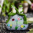 thumbnail image 6 of Goodeco Frog Statue Outdoor Decor -  Resin Happy Frog Couple on Solar Stone Figurines, Garden Frog Decor Summer Decorations, for Patio Yard Lawn  Ornament,Frog Gifts 8", 6 of 7