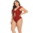 thumbnail image 4 of Meichang Women's Cutout One Piece Swimsuits Plus Size Tummy Control Ruffle Bathing Suits Sexy Monokinis Hollow Out Keyhole Swimwear Solid Color Pleated Swimsuits, 4 of 7