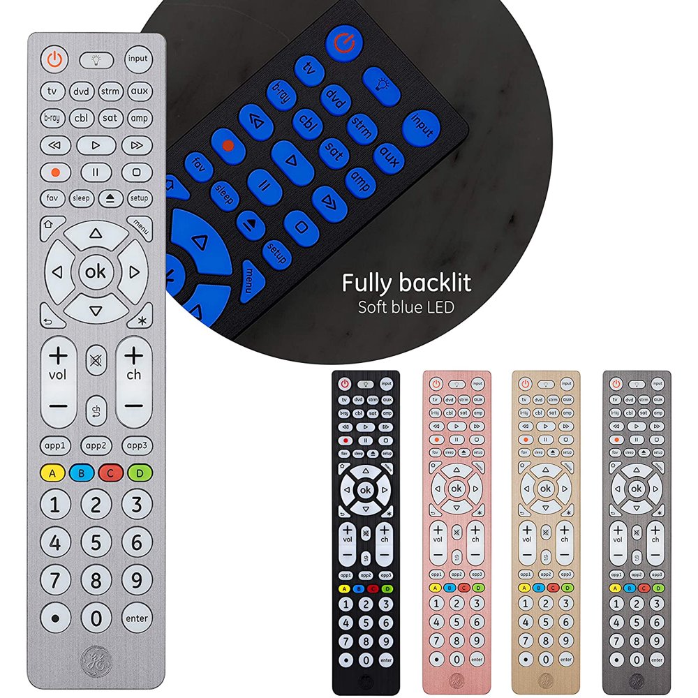 GE 8Device Backlit Universal Remote, Brushed Silver, 47508 Walmart