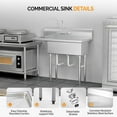 thumbnail image 5 of Ktaxon Commercial Stainless Steel Sink, Freestanding Kitchen Utility Sink with 3 Compartment and Left Side Drainboard, 43.9" x 20" x 43.3, 5 of 8